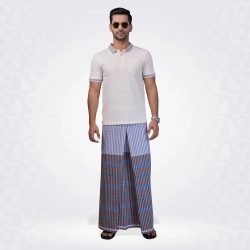 Beace And Brown Blues Grey Matching Lungi with T-Shirt Combo